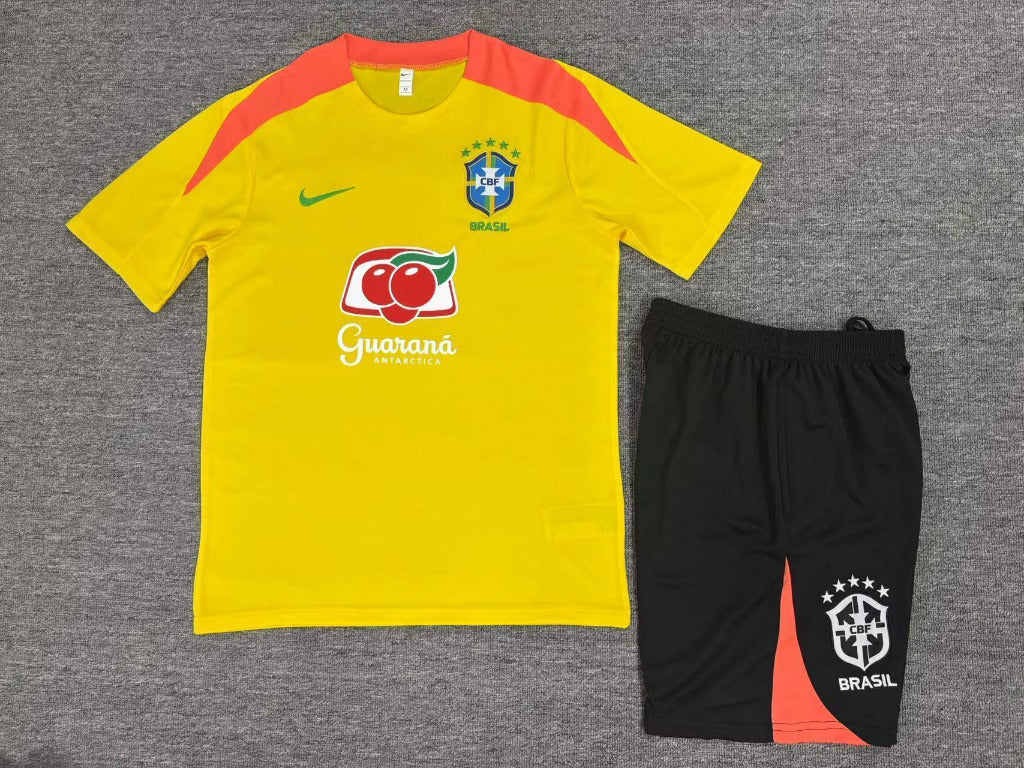 Brazil 25/26 Yellow Orange Training Kids Jersey Set