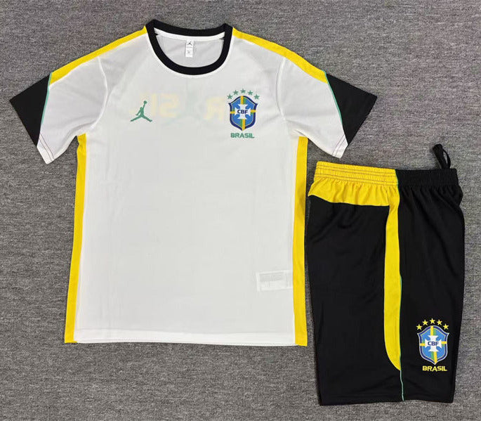 Brazil 26/27 White/Yellow/Black Training Kids Jersey Set