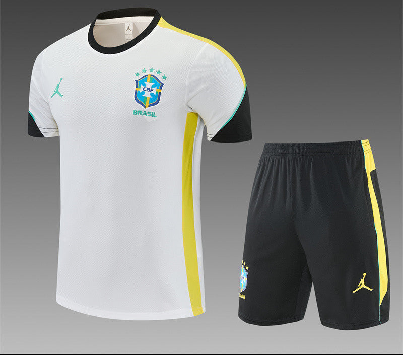 Brazil 26/27 White/Yellow/Black Training Kids Jersey Set