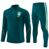 Brazilian 26/27 Dark Green with Yellow Trim Training Tracksuit Set