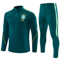 Brazilian 26/27 Dark Green with Yellow Trim Training Tracksuit Set