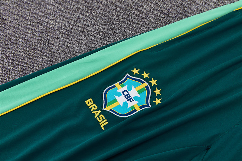 Brazilian 26/27 Dark Green with Yellow Trim Training Tracksuit Set