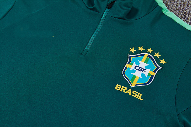 Brazilian 26/27 Dark Green with Yellow Trim Training Tracksuit Set
