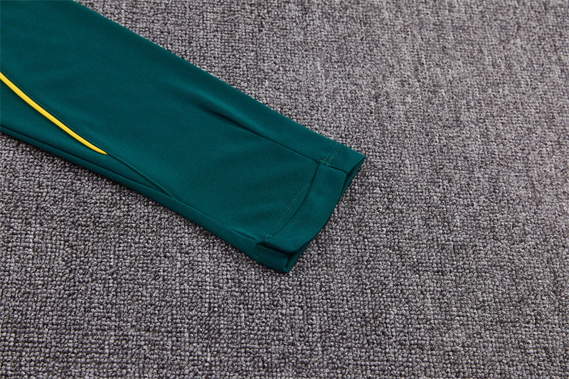 Brazilian 26/27 Dark Green with Yellow Trim Training Tracksuit Set
