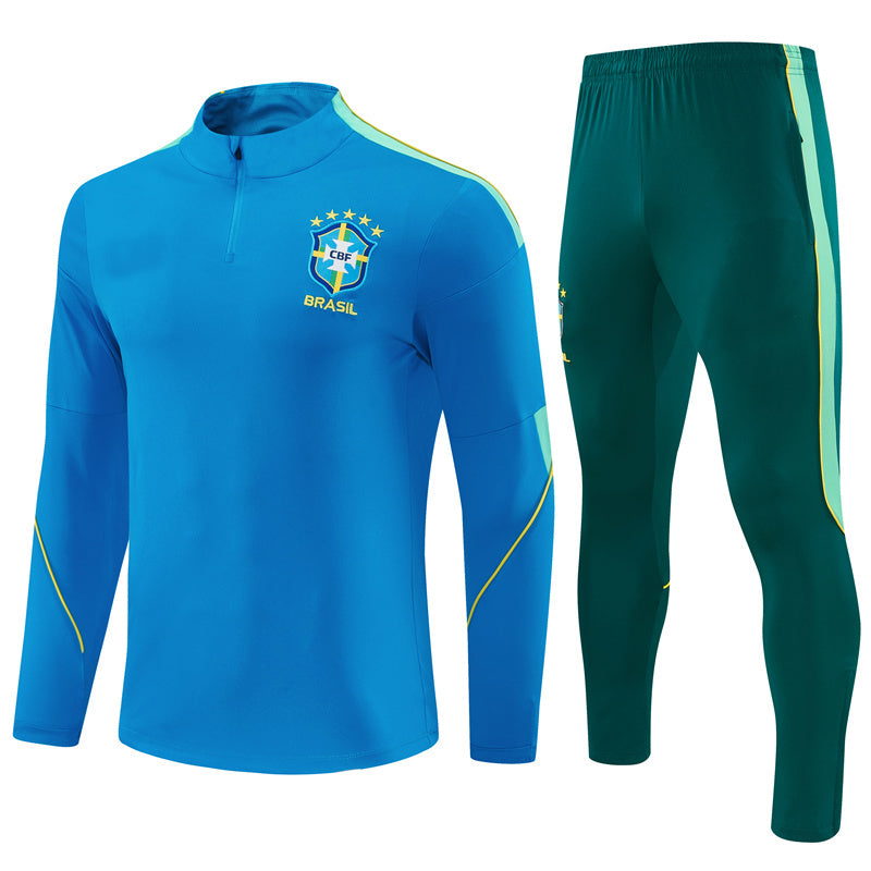 Brazilian 26/27 Sky/Lake Blue and Dark Green Training Tracksuit Set