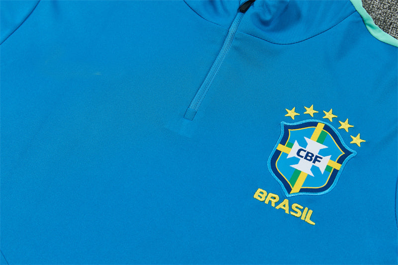 Brazilian 26/27 Sky/Lake Blue and Dark Green Training Tracksuit Set
