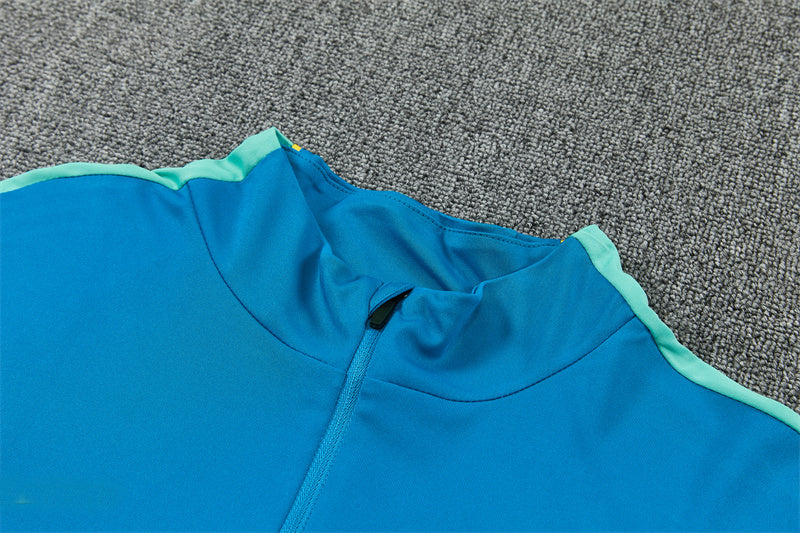 Brazilian 26/27 Sky/Lake Blue and Dark Green Training Tracksuit Set