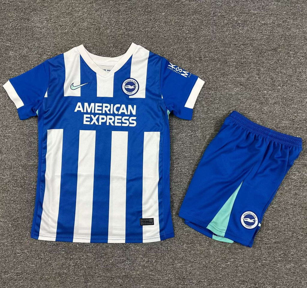 Brighton 25/26 Blue/White Home Kids Jersey Set