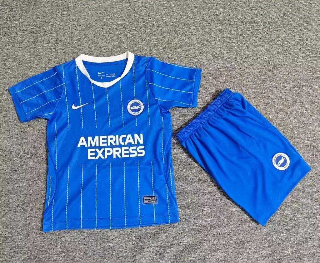 Brighton 26/27 Royal Blue/Thin White Stripes Home Kids Jersey Set