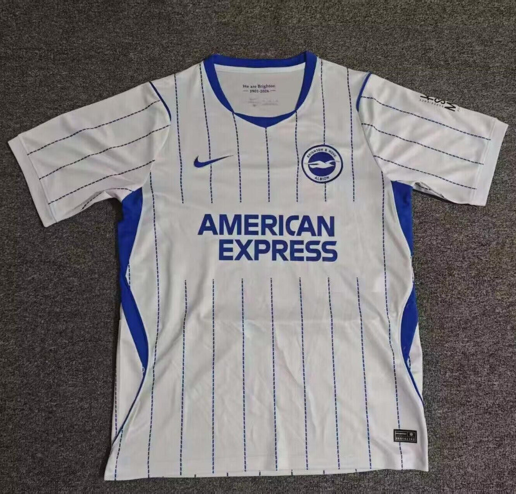 Brighton 26/27 White/Thin Blue Stripes Away Jersey