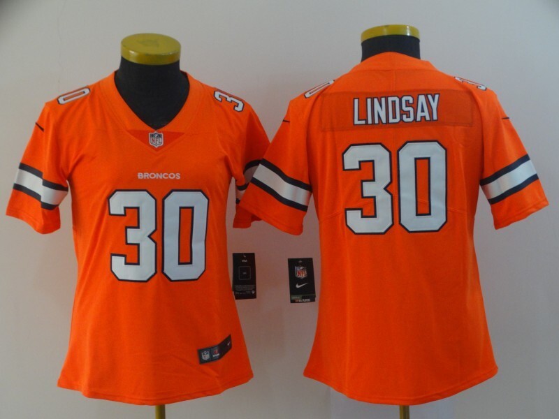 Broncos 2021/22 Lindsay #30 Orange/White Women NFL Jersey