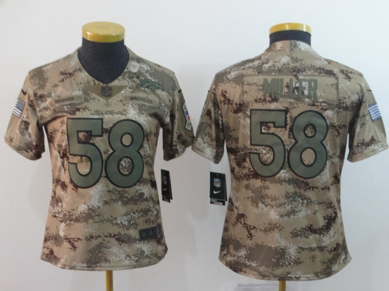 Broncos 2021/22 Miller #58 Camo Print Women NFL Jersey