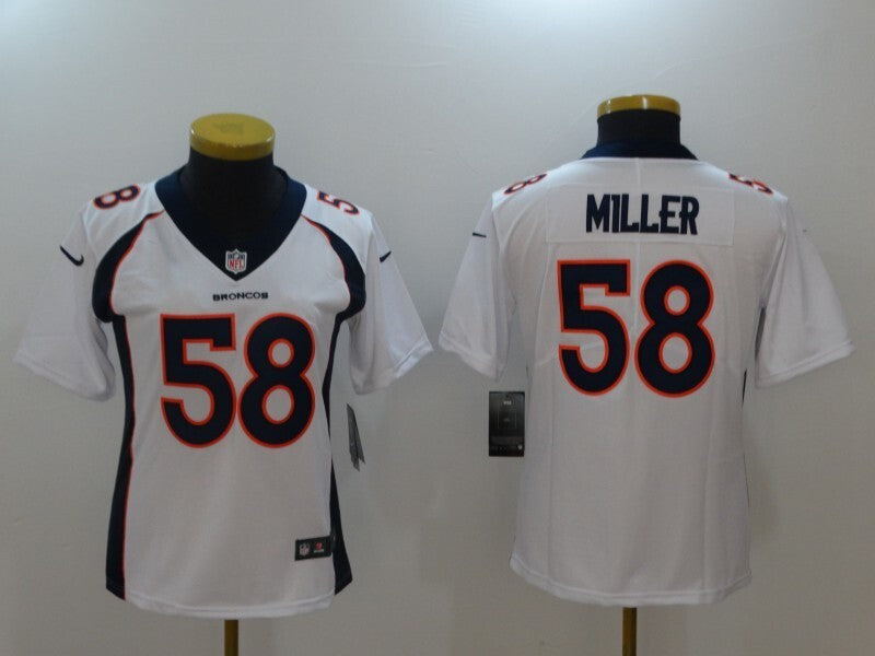 Broncos 2021/22 Miller #58 White/Navy Women NFL Jersey