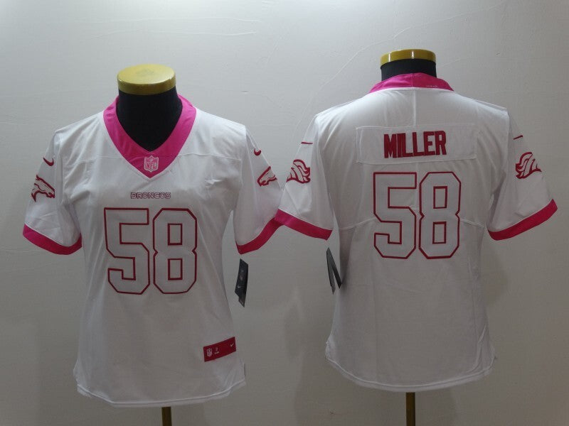 Broncos 2021/22 Miller #58 White/Pink Women NFL Jersey