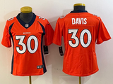 Broncos 2023/24 Davis #30 Orange/White/Navy Women NFL Jersey