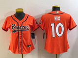 Broncos 2023/24 Nix #10 Orange/Navy/White Women NFL Baseball Style Jersey