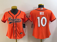 Broncos 2023/24 Nix #10 Orange/Navy/White Women NFL Baseball Style Jersey