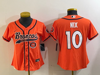 Broncos 2023/24 Nix #10 Orange/Navy/White Women NFL Baseball Style Jersey