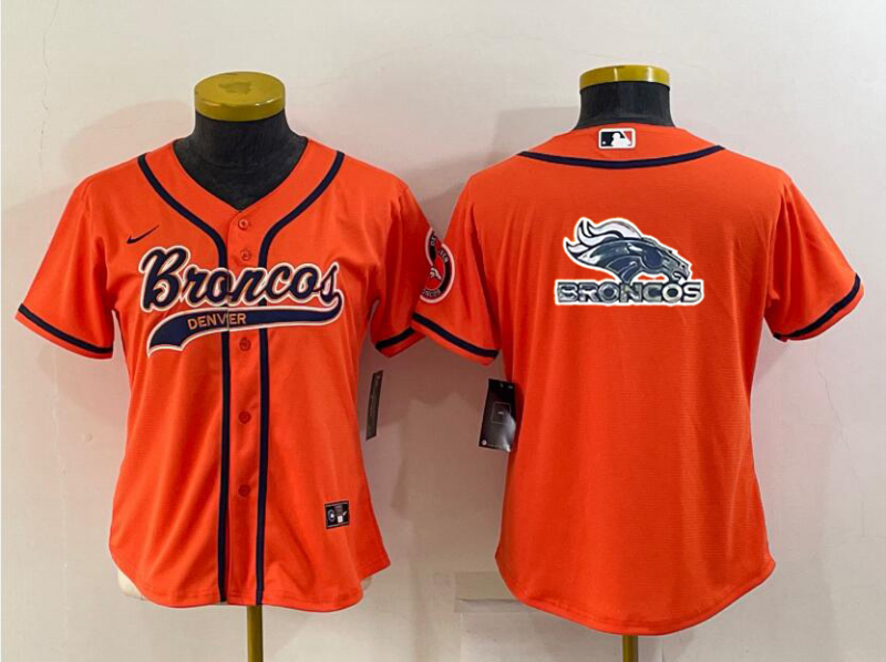 Broncos 2023/24 Orange/Navy/White Women NFL Baseball Style Jersey