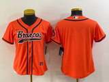 Broncos 2023/24 Orange/Navy/White Women NFL Baseball Style Jersey