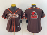Browns 2021/22 Brown/White Women NFL Baseball Style Jersey