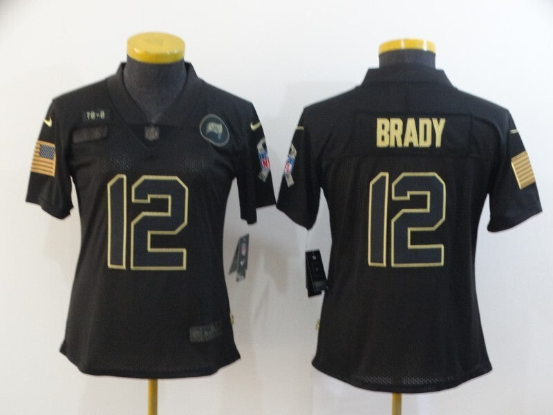 Buccaneers 2021/22 Brady #12 Black/Yellow Women NFL Jersey