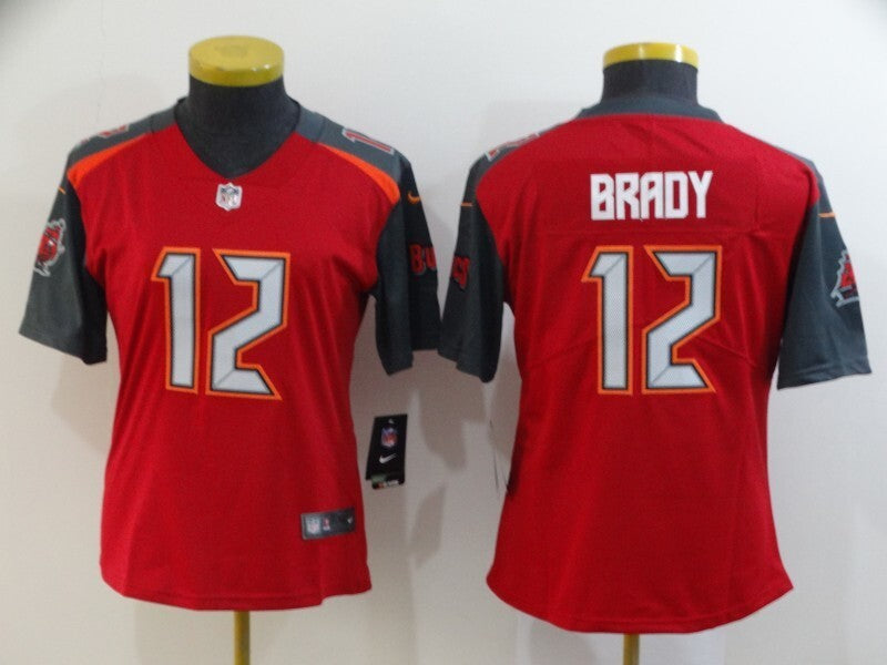 Buccaneers 2021/22 Brady #12 Red/Black/White Women NFL Jersey