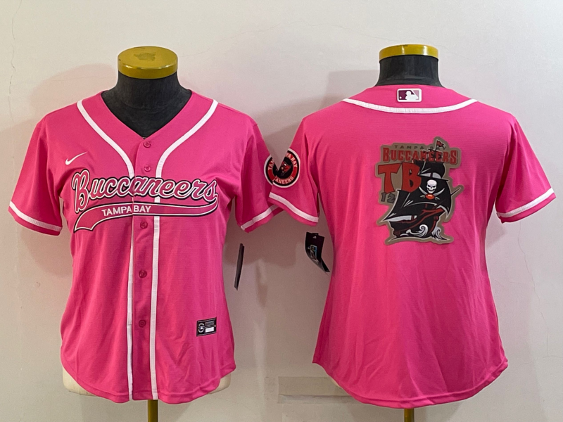 Buccaneers 2021/22 Pink/White Women NFL Baseball Style Jersey