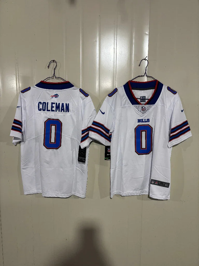 Buffalo Bills 25/26 Coleman #0 White Game Kids Jersey