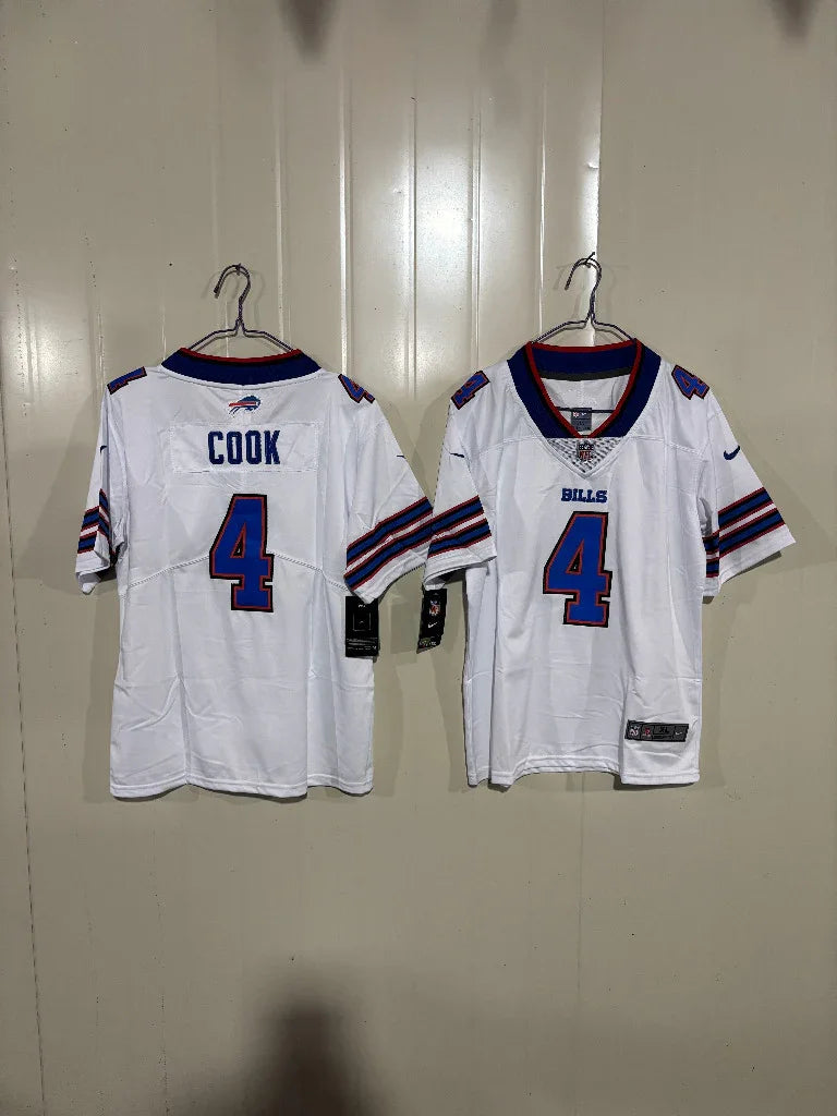 Buffalo Bills 25/26 Cook #4 White Game Kids Jersey