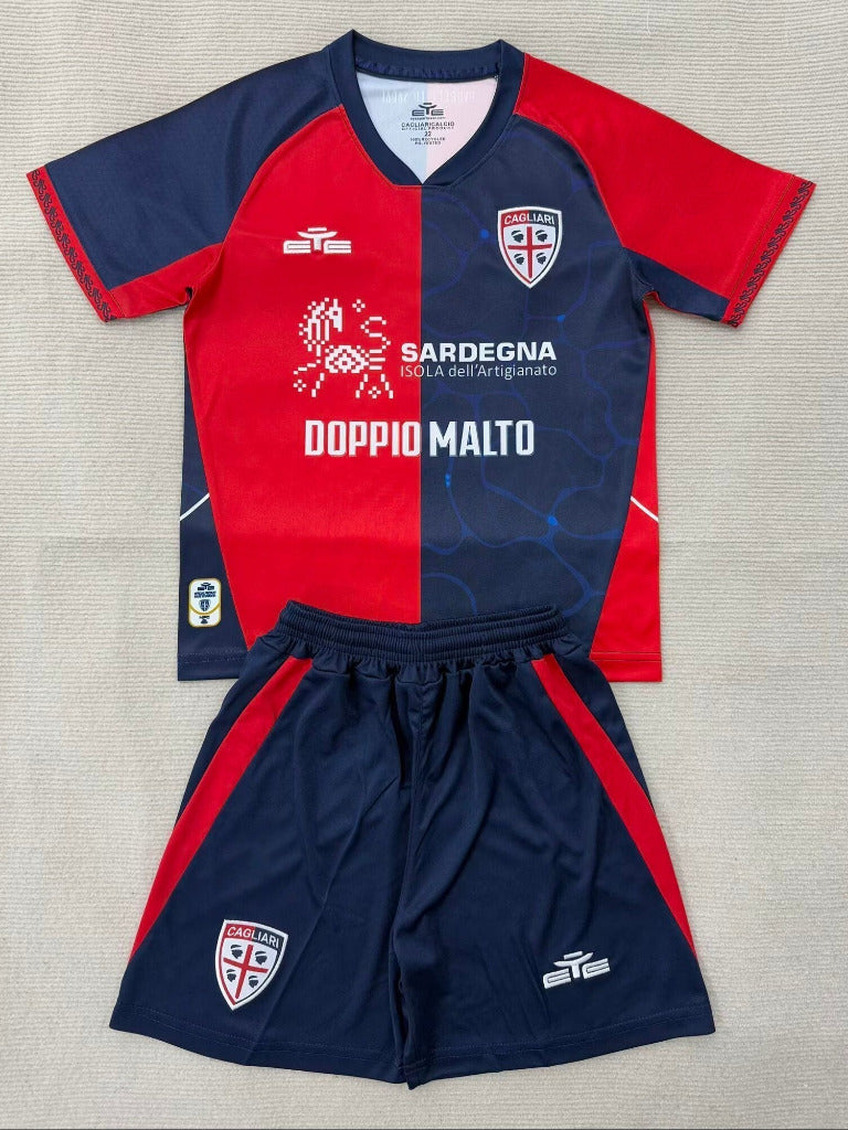 Cagliari 25/26 Orange/Blue Home Kids Jersey Set