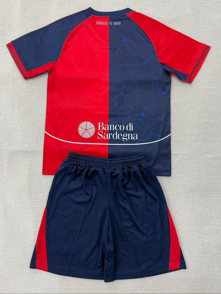 Cagliari 25/26 Orange/Blue Home Kids Jersey Set