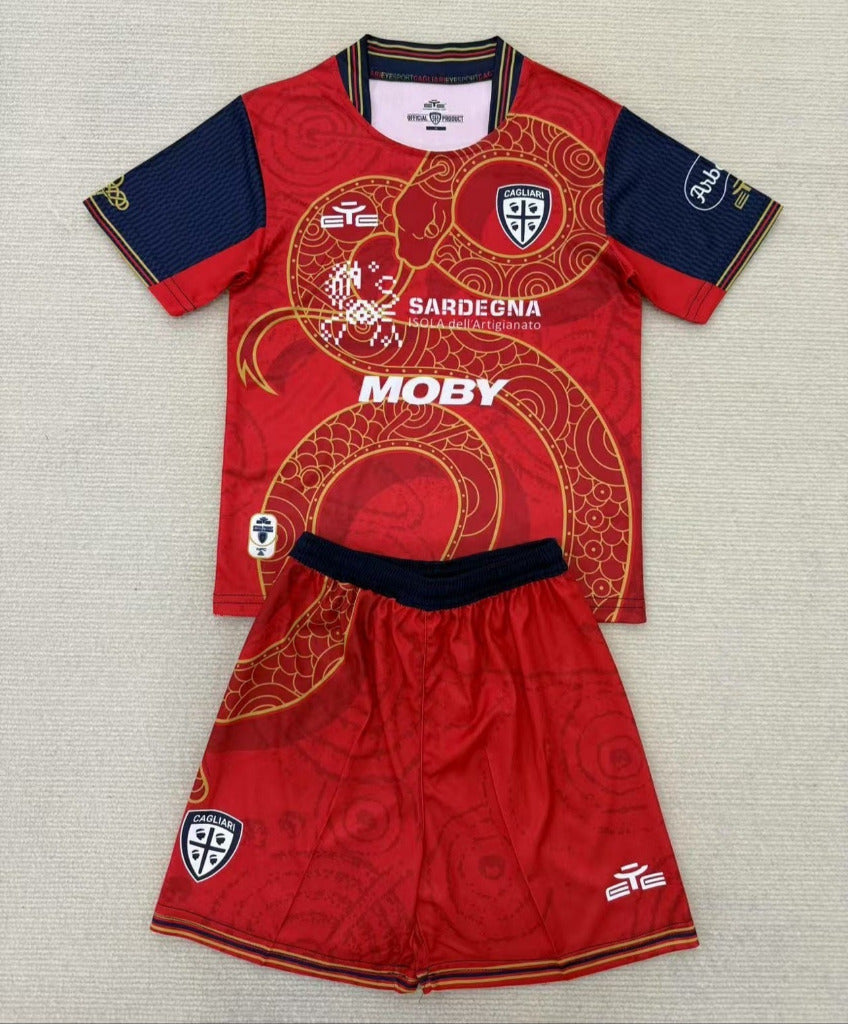 Cagliari 25/26 Red Special Edition Kids Jersey Set