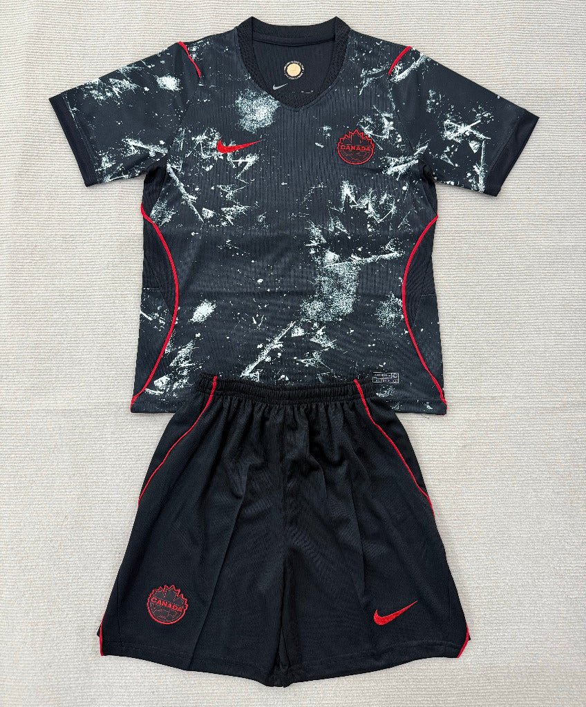 Canada 2026 Black/Red Away Kids Jersey Set