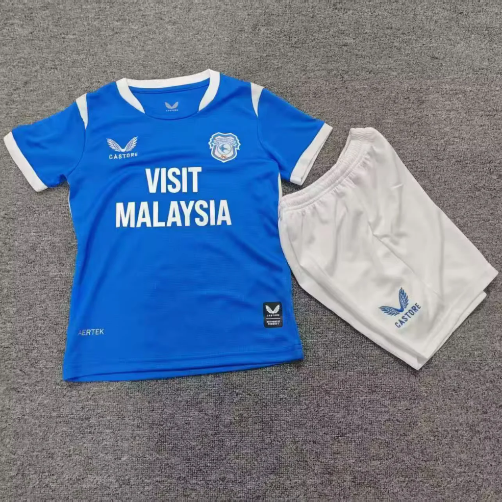 Cardiff City 26/27 Blue/White Shoulder Home Kids Jersey Set