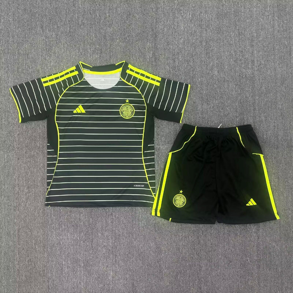 Celtic 25/26 Black Away Kids Jersey Set