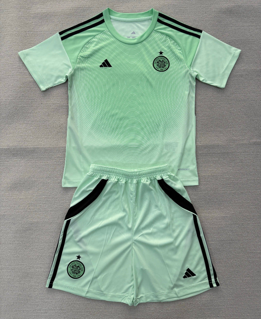 Celtic 25/26 Light Green Goalkeeper Kids Jersey Set