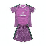 Celtic 26/27 Purple/White and Green Stripes Goalkeeper Kids Jersey Set