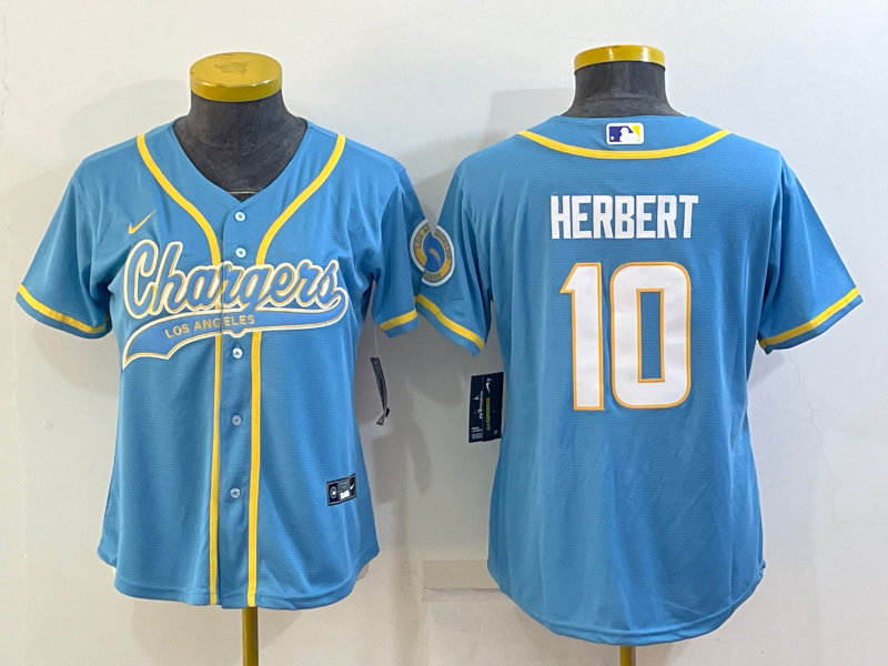 Chargers 2021/22 Herbert #10 Blue/Yellow Women NFL Jersey