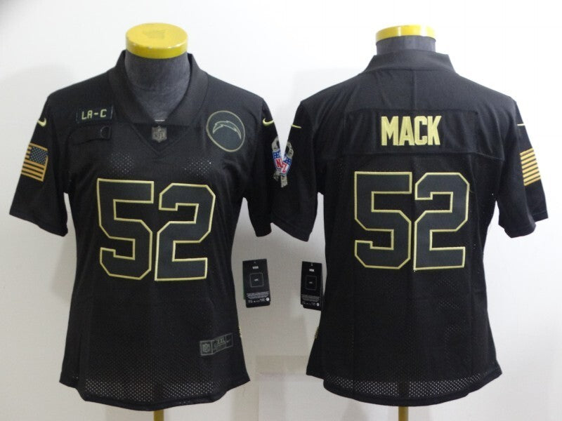 Chargers 2021/22 Mack #52 Black/Yellow Women NFL Jersey