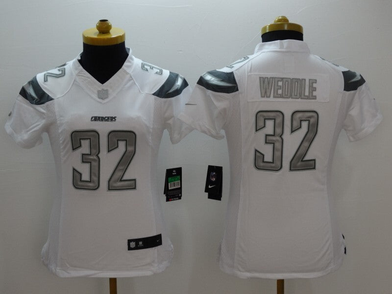 Chargers 2021/22 Weoole #32 White/Gray Women NFL Jersey