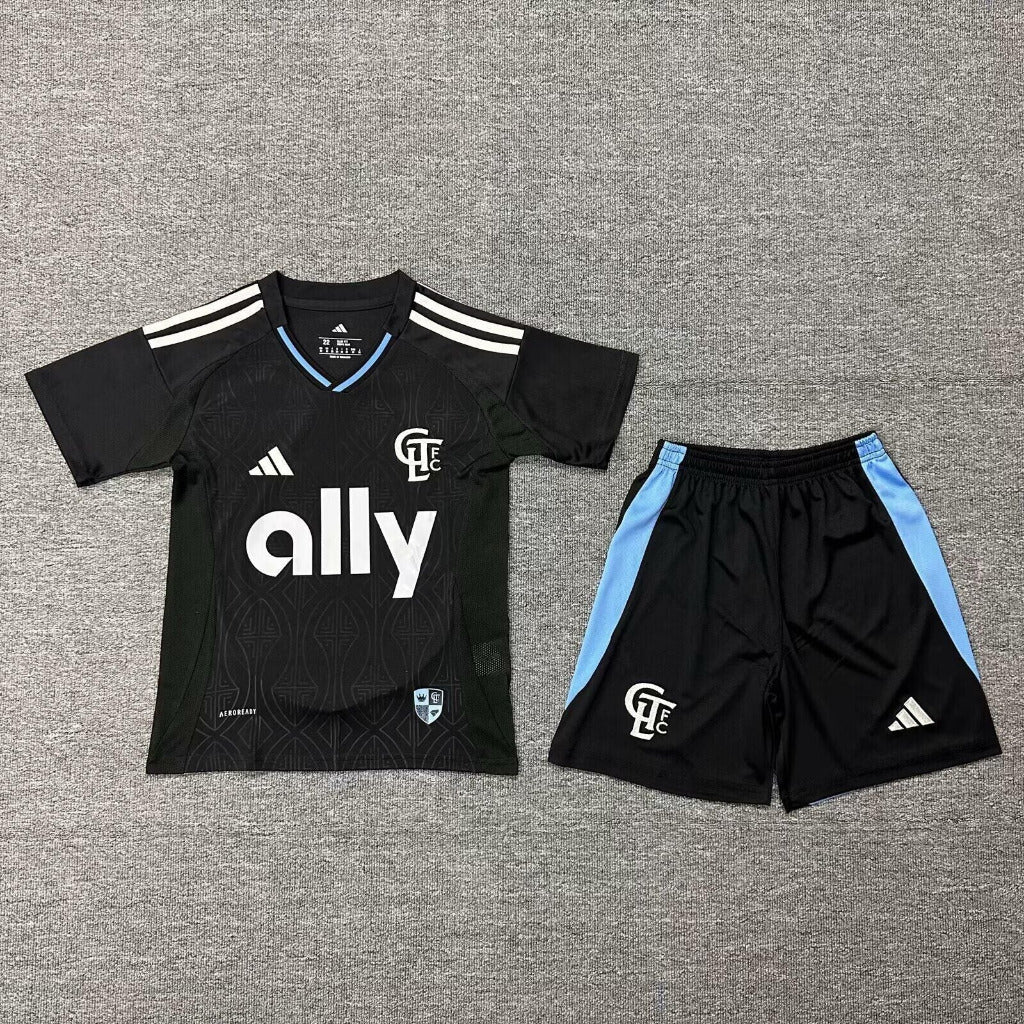 Charlotte 25/26 Black Away Kids Jersey Set
