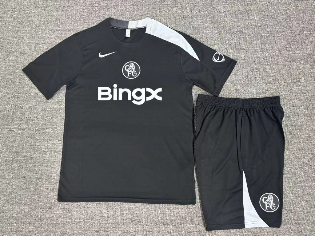 Chelsea 25/26 Black/White Kids Jersey Set