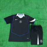 Chelsea 25/26 Black/White Third Away Kids Jersey Set