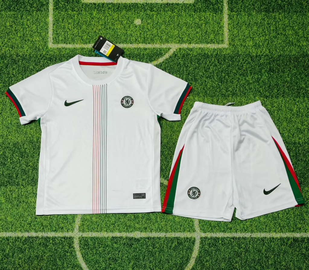 Chelsea 25/26 White Away Kids Jersey Set