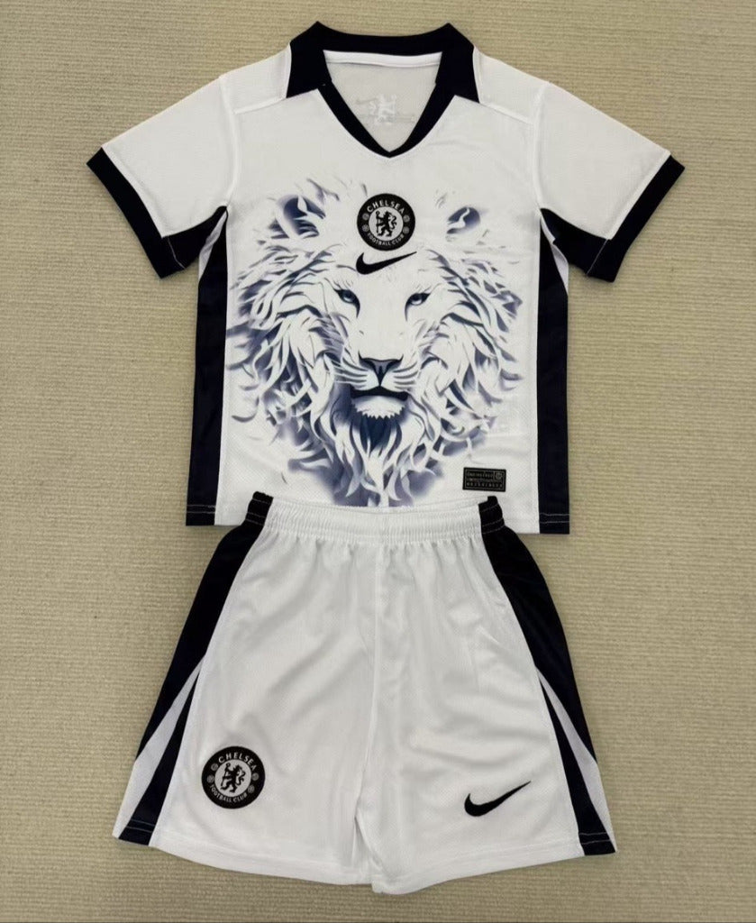 Chelsea 25/26 White Lion Kids Jersey Set