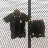 Chelsea 26/27 Black/Yellow Trim Away Kids Jersey Set