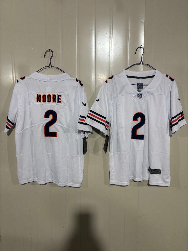 Chicago Bears 25/26 Moore #2 White Game Kids Jersey