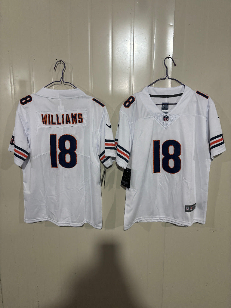 Chicago Bears 25/26 Williams #18 White Game Kids Jersey