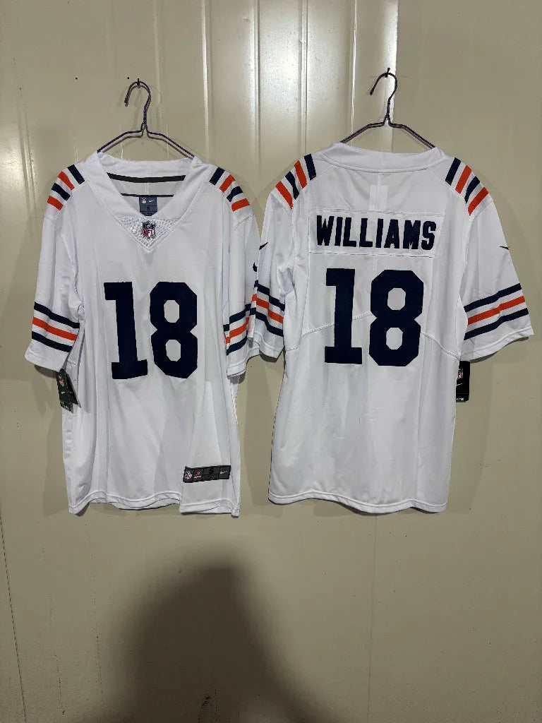 Chicago Bears 25/26 Williams #18 White NFL Jersey
